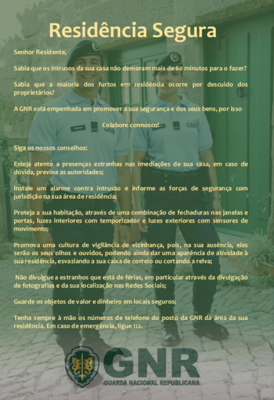 Resid&ecirc;ncia Segura - A GNR alerta!