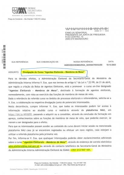 Curso "Agentes Eleitorais - Membros de Mesa"