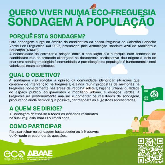 SONDAGEM &Agrave; POPULA&Ccedil;&Atilde;O: QUERO VIVER NUMA ECO-FREGUESIA