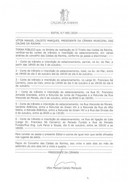 TRIATLO DAS CALDAS DA RAINHA - Informa&ccedil;&atilde;o importante