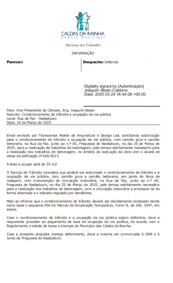 Condicionamento de trânsito e ocupação da via pública