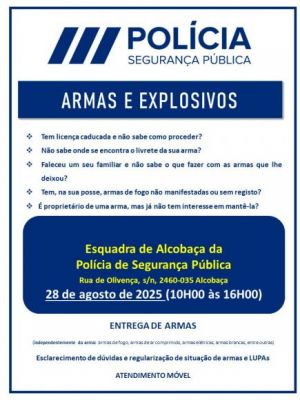 Ação de atendimento para esclarecimento de dúvidas, regularização da situação de armas, munições e LUPAs e ação de recolha de armas, munições e explosivos.