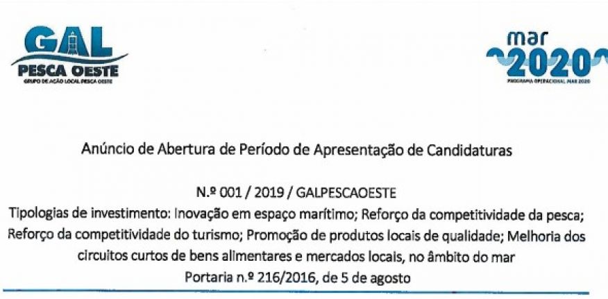 GALPESCASOESTE - APRESENTAÇÃO DE CANDIDATURAS
